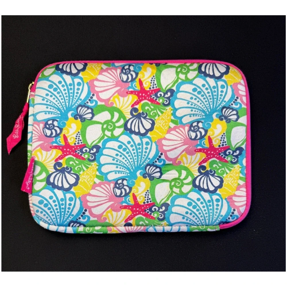 Lilly Pulitzer Tablet iPad Sleeve Case Seashell Starfish Pink Blue Neoprene 10in